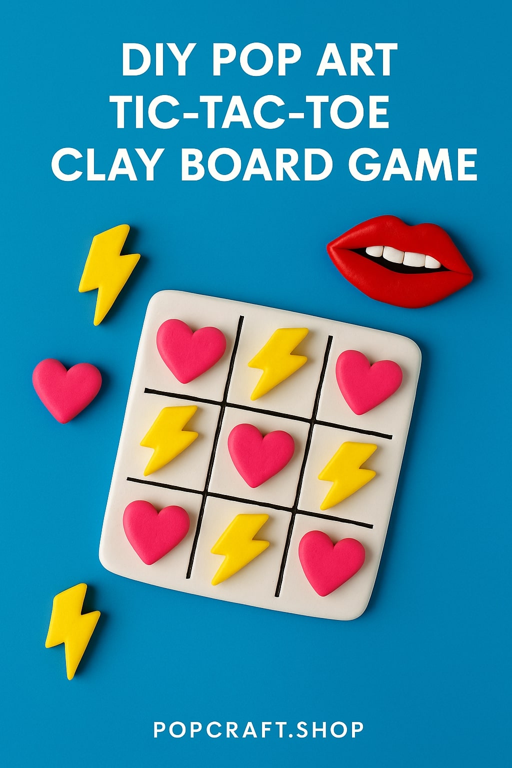 DIY Pop Art Tic‑Tac‑Toe Clay Board Game